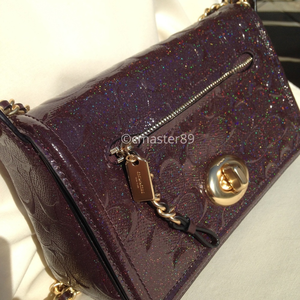 π΄SOLDπ΄Coach Glitter Oxblood Patent Leather - Picture 1 of 8